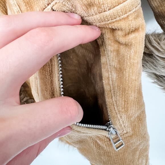 Burberry Jacket Brown Quilted Winter Shearling Coat Ladies Tan Vintage Corduroy - Picture 8 of 14